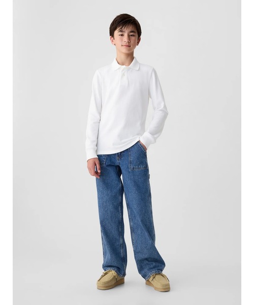 GAP（ギャップ）の「長袖ユニホーム ポロシャツ (キッズ)（ポロシャツ・キッズ・ホワイト/ブラック/グレー/インディゴブルー・160cm/150cm/130cm/110cm/120cm/140cm）」の5枚目の写真