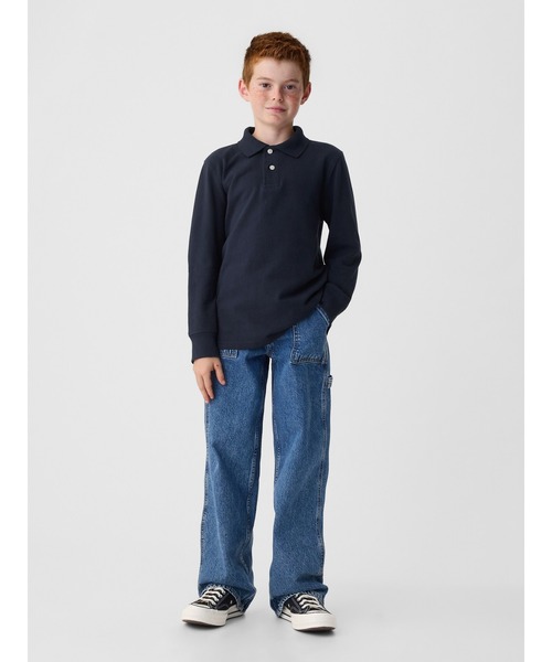 GAP（ギャップ）の「長袖ユニホーム ポロシャツ (キッズ)（ポロシャツ・キッズ・ホワイト/ブラック/グレー/インディゴブルー・160cm/150cm/130cm/110cm/120cm/140cm）」の6枚目の写真