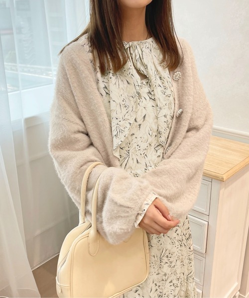 【週末お値下げ】aLORS paris ボレロ　アイボリーベージュ セール】フロントリボンボレロ【ZOZOTOWN限定アイテム】（カーディガン