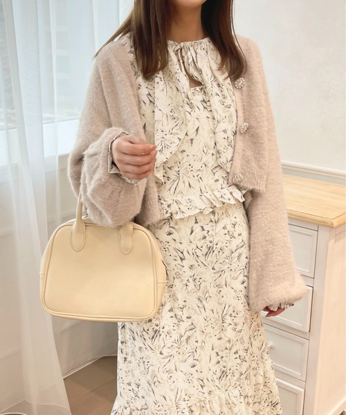 【週末お値下げ】aLORS paris ボレロ　アイボリーベージュ フロント リボン ボレロ miolite 全2色｜mio831-0056【1