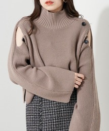 Chico | 【2022AW】ショート丈肩開きボタンデザインニット(ニット/セーター)