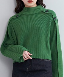 Chico | 【2022AW】ショート丈肩開きボタンデザインニット(ニット/セーター)