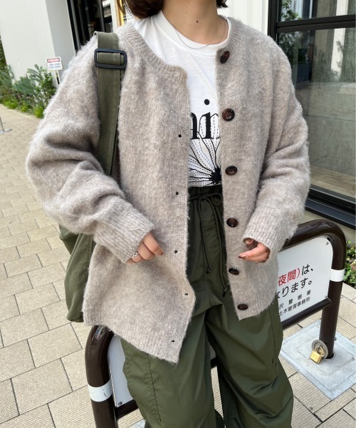 セール】【低身長用サイズあり】MIXカラー起毛ロングカーディガン