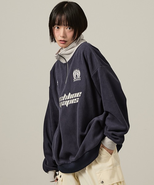 Snap club（スナップクラブ）の「【Snap club】ハーフジップフリースプルオーバー（スウェット・レディース・ピンク系/ブラック/ブルー/イエロー/レッド/グリーン/ライトグレー/オレンジ/ライトブルー/ピンク/ネイビー系/ベージュ系/ダークネイビー/ブラック系・XL/M/L）」の8枚目の写真