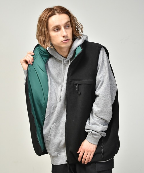 Starting Over（スターティングオーバー）の「マイクロフリースリバーシブル配色ベスト（ベスト・メンズ・ブラック/グリーン/モカ/オートミール・M/L/XL）」の21枚目の写真