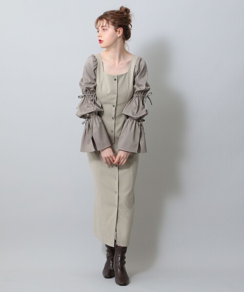 DEICY(デイシー)の「リボンスリーブタイトワンピース(ワンピース・レディース・ライトグリーン/ベージュ/ピンク・0/1)」の2枚目の写真