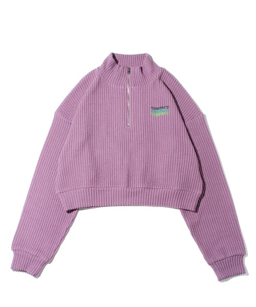 one way（ワンウェイ）の「ハーフジップリブトップス（Tシャツ/カットソー・レディース・ライトグレー/ブラック/ライトブルー/パープル・FREE）」の4枚目の写真