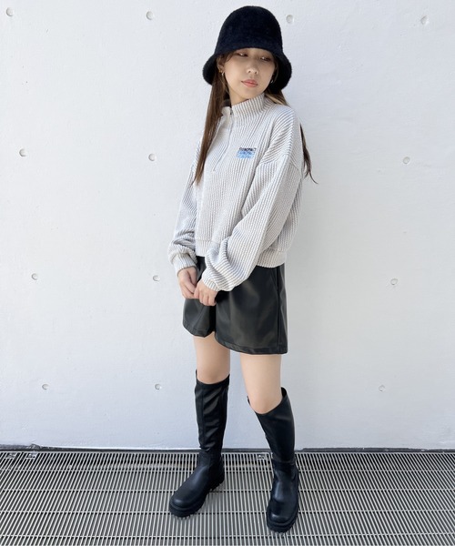 one way（ワンウェイ）の「ハーフジップリブトップス（Tシャツ/カットソー・レディース・ライトグレー/ブラック/ライトブルー/パープル・FREE）」の22枚目の写真