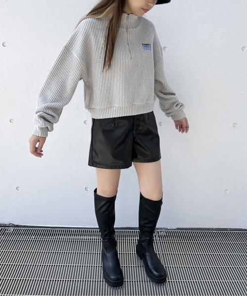 one way（ワンウェイ）の「ハーフジップリブトップス（Tシャツ/カットソー・レディース・ライトグレー/ブラック/ライトブルー/パープル・FREE）」の20枚目の写真