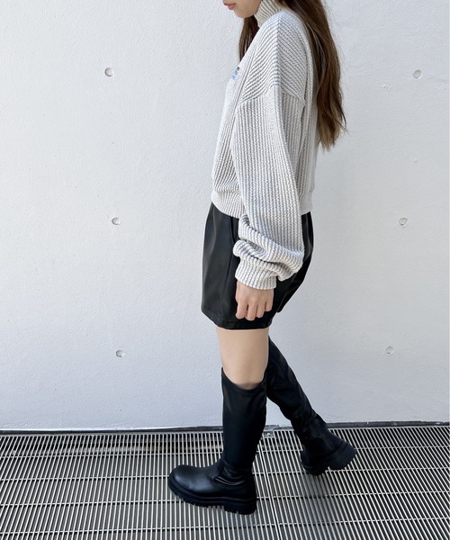 one way（ワンウェイ）の「ハーフジップリブトップス（Tシャツ/カットソー・レディース・ライトグレー/ブラック/ライトブルー/パープル・FREE）」の21枚目の写真