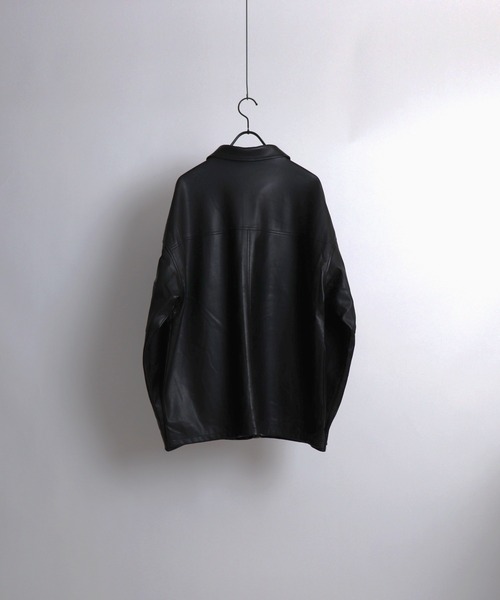 Confirm（コンファーム）の「PUカーコート フェイクレザーシャツジャケット【Confirm】（ライダースジャケット・メンズ・ブラック・M/L）」の5枚目の写真