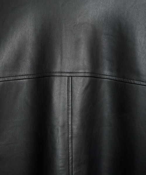 Confirm（コンファーム）の「PUカーコート フェイクレザーシャツジャケット【Confirm】（ライダースジャケット・メンズ・ブラック・M/L）」の10枚目の写真