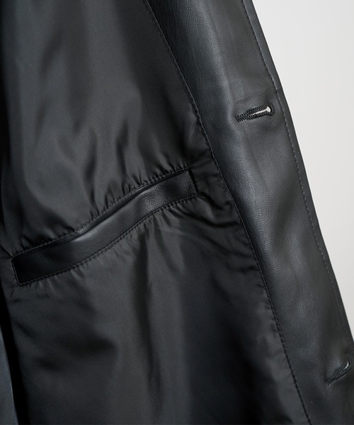 Confirm（コンファーム）の「PUカーコート フェイクレザーシャツジャケット【Confirm】（ライダースジャケット・メンズ・ブラック・M/L）」の15枚目の写真