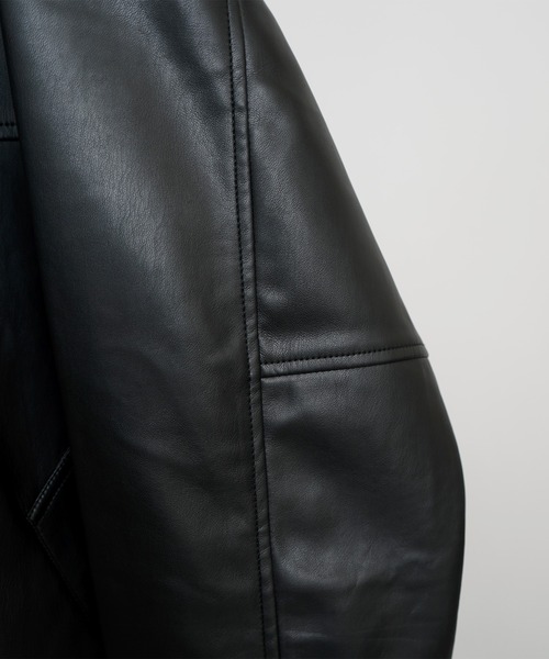 Confirm（コンファーム）の「PUカーコート フェイクレザーシャツジャケット【Confirm】（ライダースジャケット・メンズ・ブラック・M/L）」の13枚目の写真