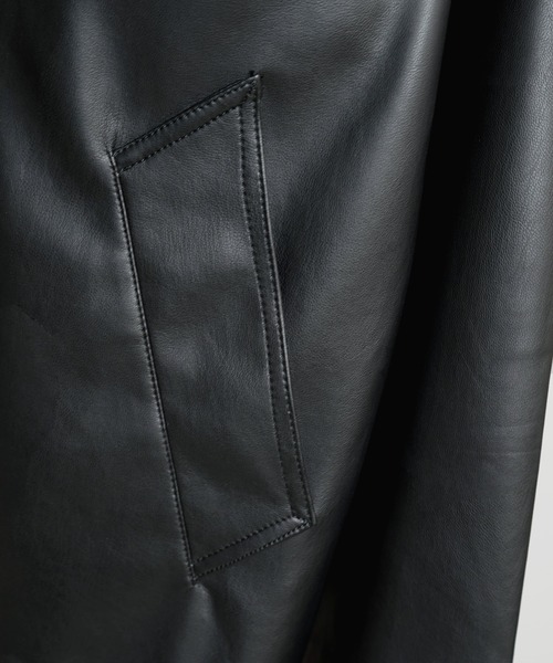 Confirm（コンファーム）の「PUカーコート フェイクレザーシャツジャケット【Confirm】（ライダースジャケット・メンズ・ブラック・M/L）」の12枚目の写真