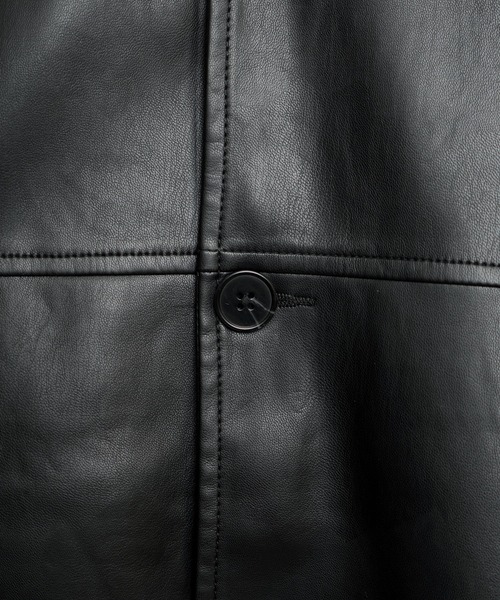 Confirm（コンファーム）の「PUカーコート フェイクレザーシャツジャケット【Confirm】（ライダースジャケット・メンズ・ブラック・M/L）」の11枚目の写真