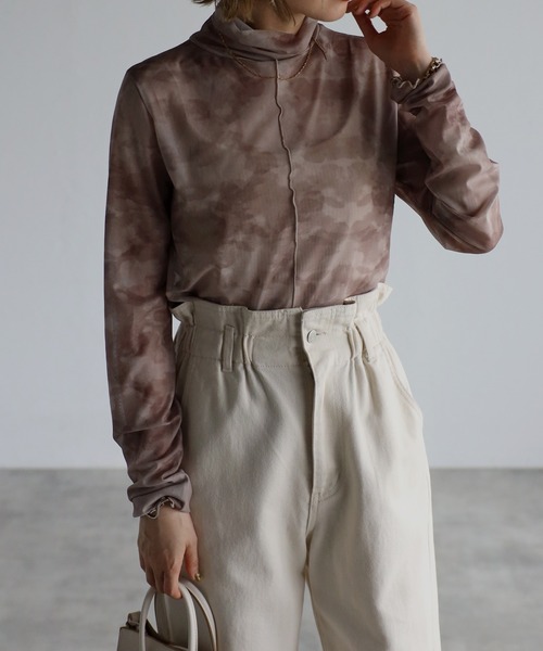 amini(アミニ)の「【2022 A/W】ハイネックシアーインナー(Tシャツ/カットソー・レディース・オレンジ/ピンク/ブルー/グレイッシュベージュ・MEDIUM)」の2枚目の写真