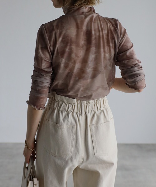 amini(アミニ)の「【2022 A/W】ハイネックシアーインナー(Tシャツ/カットソー・レディース・オレンジ/ピンク/ブルー/グレイッシュベージュ・MEDIUM)」の6枚目の写真