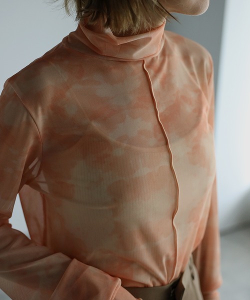 amini(アミニ)の「【2022 A/W】ハイネックシアーインナー(Tシャツ/カットソー・レディース・オレンジ/ピンク/ブルー/グレイッシュベージュ・MEDIUM)」の15枚目の写真