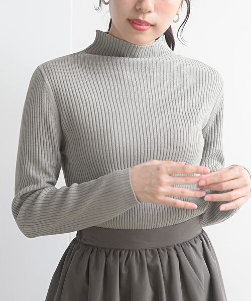 rps(アールピーエス)の「ボトルネックリブニットプルオーバー(ニット/セーター・レディース・ブラック/ベージュ/アイボリー/パープル/オフホワイト/ミント/杢グレー・L/M)」の4枚目の写真