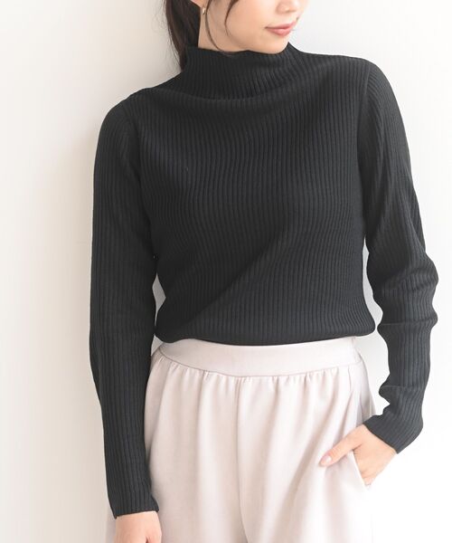 rps(アールピーエス)の「ボトルネックリブニットプルオーバー(ニット/セーター・レディース・ブラック/ベージュ/アイボリー/パープル/オフホワイト/ミント/杢グレー・L/M)」の1枚目の写真