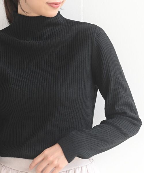 rps(アールピーエス)の「ボトルネックリブニットプルオーバー(ニット/セーター・レディース・ブラック/ベージュ/アイボリー/パープル/オフホワイト/ミント/杢グレー・L/M)」の8枚目の写真