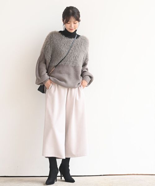 rps(アールピーエス)の「ボトルネックリブニットプルオーバー(ニット/セーター・レディース・ブラック/ベージュ/アイボリー/パープル/オフホワイト/ミント/杢グレー・L/M)」の13枚目の写真