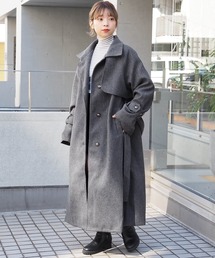 【2サイズ展開・web限定アイテム】袖ベルト付きトレンチコート