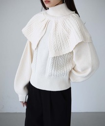 【cheriella】WEB限定ケープケーブルタートルネックニット