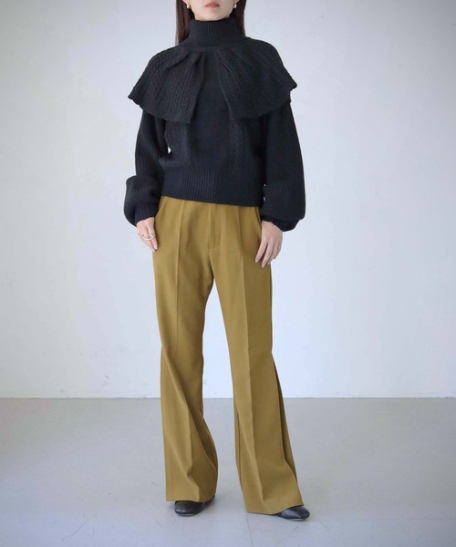 cheriella（シェリエラ）の「【cheriella】WEB限定ケープケーブルタートルネックニット（ニット/セーター・レディース・アイボリー/ブラック/グレイッシュベージュ/パープル・M）」の19枚目の写真