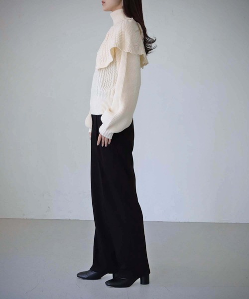 cheriella（シェリエラ）の「【cheriella】WEB限定ケープケーブルタートルネックニット（ニット/セーター・レディース・アイボリー/ブラック/グレイッシュベージュ/パープル・M）」の12枚目の写真