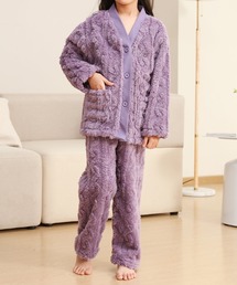 TeddyShop(テディショップ)のキッズ 女の子 長袖モコモコツイストボアルームウェア 上下セットアップ(ルームウェア/パジャマ)