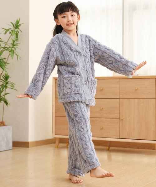 キッズ 女の子 長袖モコモコツイストボアルームウェア 上下