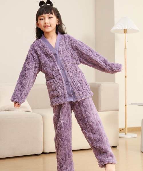 キッズ 女の子 長袖モコモコツイストボアルームウェア 上下