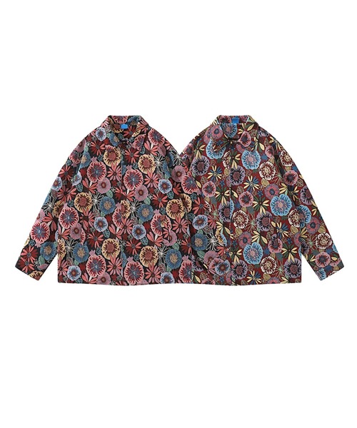 HOOK】レトロ調総柄ジャカードコーチジャケット（カバーオール）｜HOOK