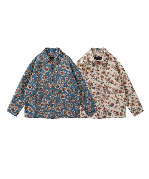 HOOK】レトロ調総柄ジャカードコーチジャケット（カバーオール）｜HOOK