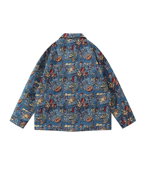 HOOK】レトロ調総柄ジャカードコーチジャケット（カバーオール）｜HOOK