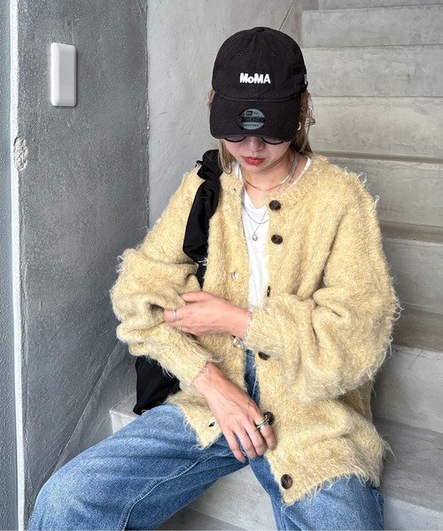 feepur（フェピュール）の「【ハンドウォッシャブル】ウール混起毛オーバーサイズカーディガン（カーディガン/ボレロ・レディース・ピンク/オフホワイト/ブルー/イエロー/グレー系その他/ブラック/チャコールグレー・MEDIUM）」の6枚目の写真