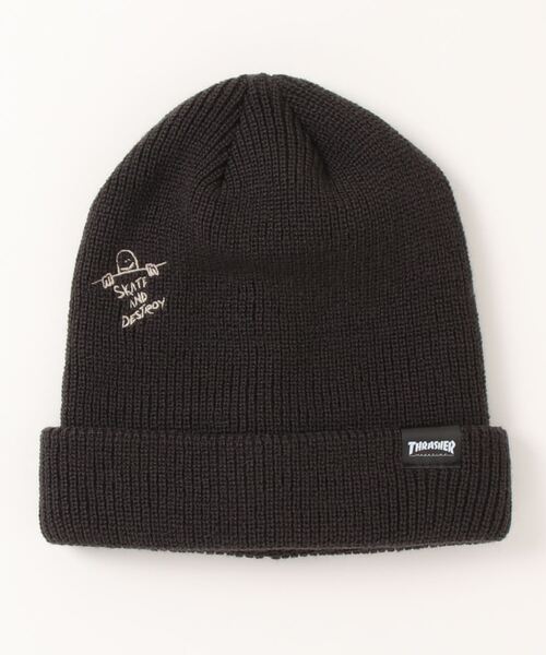 THRASHER（スラッシャー）の「3WAY ACRYLIC KIDS BEANIE/THRASHER スラッシャー キッズ ビーニー ニット帽 ベージュ 刺繍 ストリート スケート（ニットキャップ/ビーニー・キッズ・オレンジ/ベージュ/ブラック・FREE）」の2枚目の写真