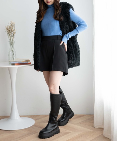 WEGO(ウィゴー)の「WEGO/ピンタックショートパンツ(スラックス・レディース・ブラック・FREE)」の2枚目の写真