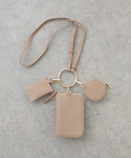 PUAL CE CIN(ピュアルセシン)の「3連ショルダーバッグ/スマホショルダー/マルチウェイバッグ(ショルダーバッグ・レディース・ブラック/ベージュ/グリーン系/ターコイズブルー/グレイッシュベージュ・ONE SIZE)」の6枚目の写真