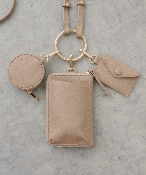 PUAL CE CIN(ピュアルセシン)の「3連ショルダーバッグ/スマホショルダー/マルチウェイバッグ(ショルダーバッグ・レディース・ブラック/ベージュ/グリーン系/ターコイズブルー/グレイッシュベージュ・ONE SIZE)」の7枚目の写真