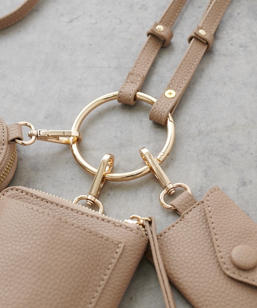 PUAL CE CIN(ピュアルセシン)の「3連ショルダーバッグ/スマホショルダー/マルチウェイバッグ(ショルダーバッグ・レディース・ブラック/ベージュ/グリーン系/ターコイズブルー/グレイッシュベージュ・ONE SIZE)」の10枚目の写真