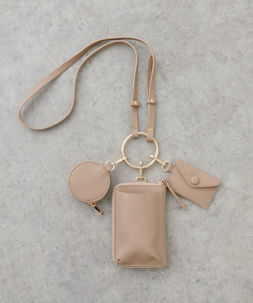 PUAL CE CIN(ピュアルセシン)の「3連ショルダーバッグ/スマホショルダー/マルチウェイバッグ(ショルダーバッグ・レディース・ブラック/ベージュ/グリーン系/ターコイズブルー/グレイッシュベージュ・ONE SIZE)」の15枚目の写真