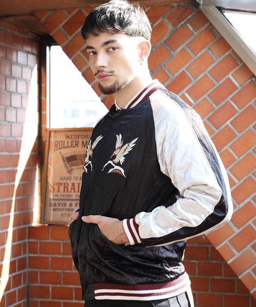 HOUSTON スカジャン X-LARGE 黒色 HOUSTON（ヒューストン）の「HOUSTON スカジャン（アラスカ2