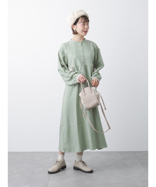 ehka sopo（エヘカソポ）の「配色バンドカラーワンピース（ワンピース・レディース・キナリ/ミント/チャコール・ﾌﾘ-）」の5枚目の写真
