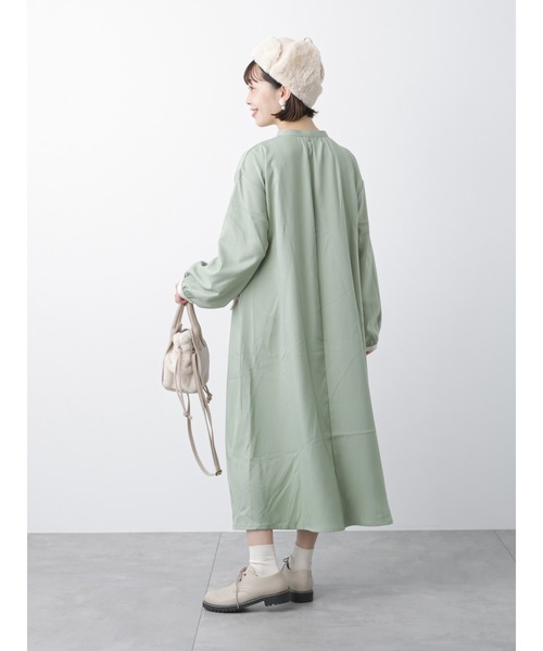 ehka sopo（エヘカソポ）の「配色バンドカラーワンピース（ワンピース・レディース・キナリ/ミント/チャコール・ﾌﾘ-）」の7枚目の写真