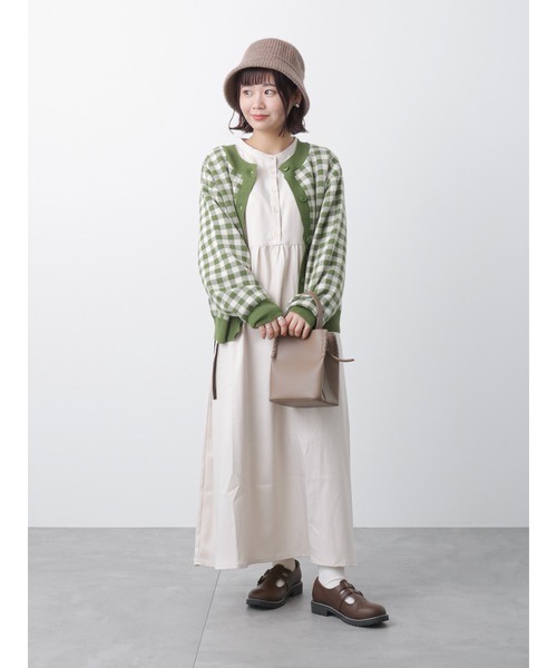 ehka sopo（エヘカソポ）の「配色バンドカラーワンピース（ワンピース・レディース・キナリ/ミント/チャコール・ﾌﾘ-）」の10枚目の写真