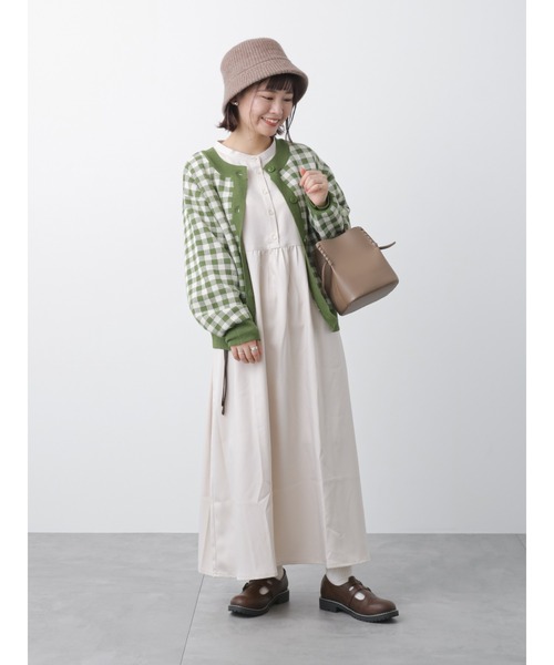 ehka sopo（エヘカソポ）の「配色バンドカラーワンピース（ワンピース・レディース・キナリ/ミント/チャコール・ﾌﾘ-）」の12枚目の写真