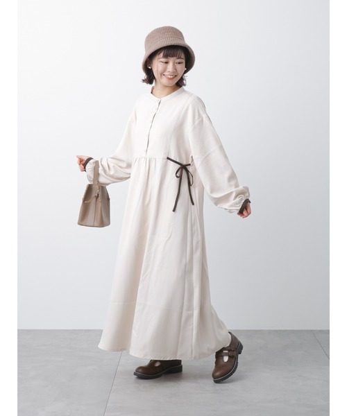 ehka sopo（エヘカソポ）の「配色バンドカラーワンピース（ワンピース・レディース・キナリ/ミント/チャコール・ﾌﾘ-）」の16枚目の写真